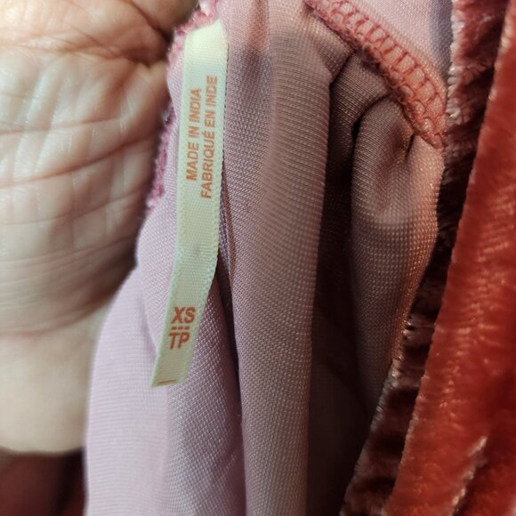 Free People Ivy Velvet Mini Dress Swing Flowy Boho Western Maroon Size XS/TP - Picture 16 of 16